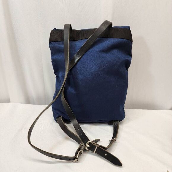Museo Thyssen-Bornemisza Navy Nylon 2 Pocket Leather Strap Backpack